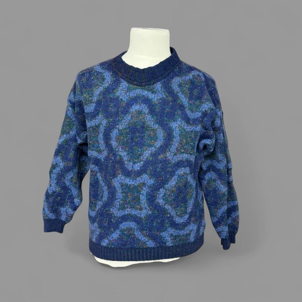 Men's vintage 1980’s  Blue Patterned Sweater